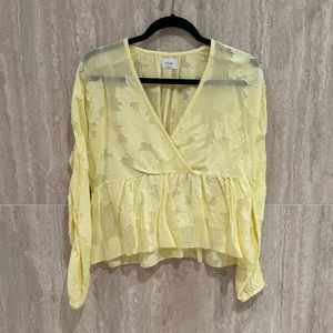 ARITZIA Wilfred Yellow Sheer Blouse